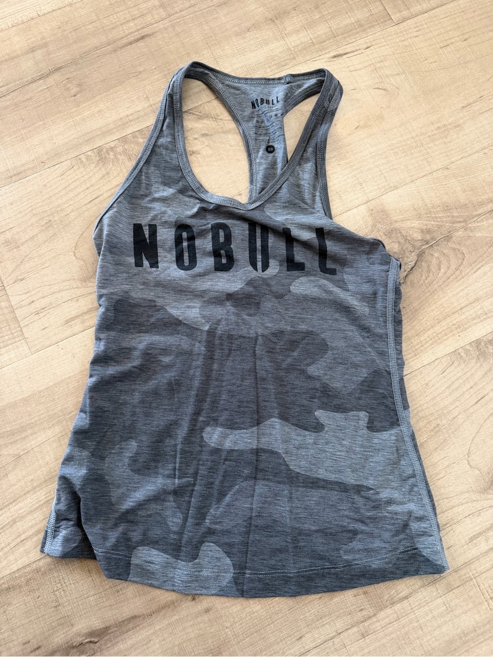 NOBULL Gray Camo Racerback Training Tank -xs
